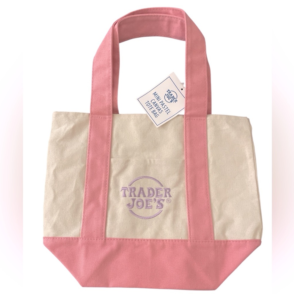 Trader Joe's Pink and Cream Tote Bag